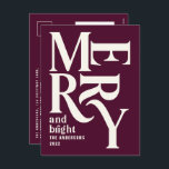Modern minimal simple burgundy merry Christmas Holiday Postcard<br><div class="desc">Modern minimal traditional retro vintage graphic typography burgundy merry Christmas holiday card. Part of a bold fun holiday collection.</div>