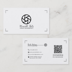 Modern Minimal Simple Camera Photographer  Business Card