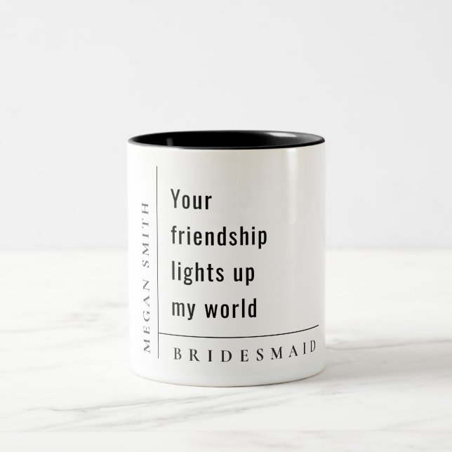 Modern Minimal Simple Friendship Bridesmaid Gift Two-Tone Coffee Mug (Center)