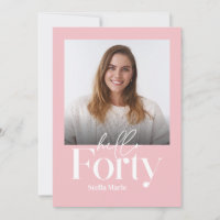Modern minimal simple girly pink 40th birthday
