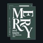 Modern minimal simple green merry Christmas Holiday Postcard<br><div class="desc">Modern minimal traditional retro vintage graphic typography green merry Christmas holiday card. Part of a bold fun holiday collection.</div>