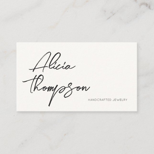 Modern Minimal Simple Handwritten QR Code Business Card (Front)