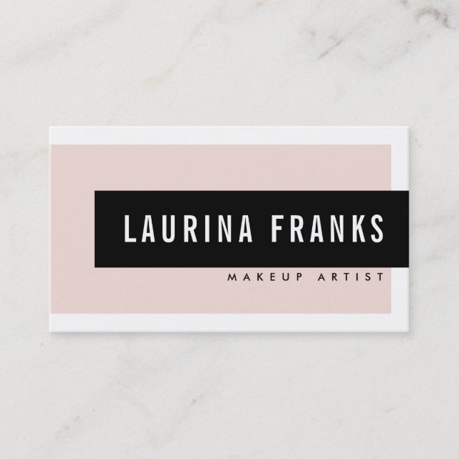 MODERN MINIMAL simple name blush pink black Business Card (Front)