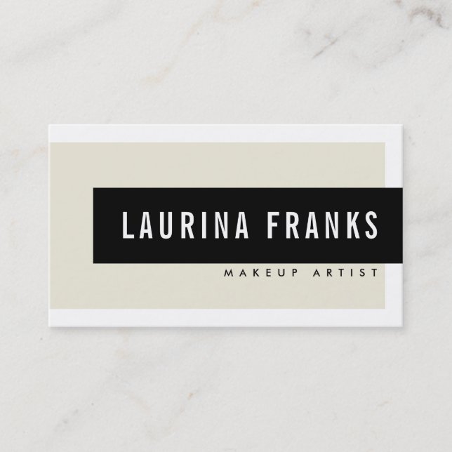 MODERN MINIMAL simple name chic ivory cream black Business Card (Front)