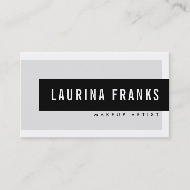 MODERN MINIMAL simple name chic pale grey black Business Card (Front)