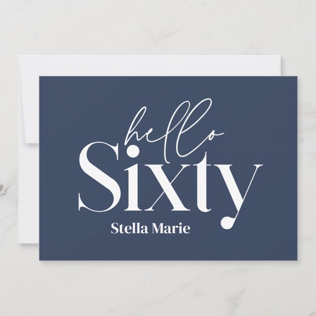 Modern minimal simple navy blue 60th birthday invitation (Front)