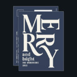 Modern minimal simple navy blue merry Christmas Holiday Postcard<br><div class="desc">Modern minimal traditional retro vintage graphic typography navy blue merry Christmas holiday card. Part of a bold fun holiday collection.</div>