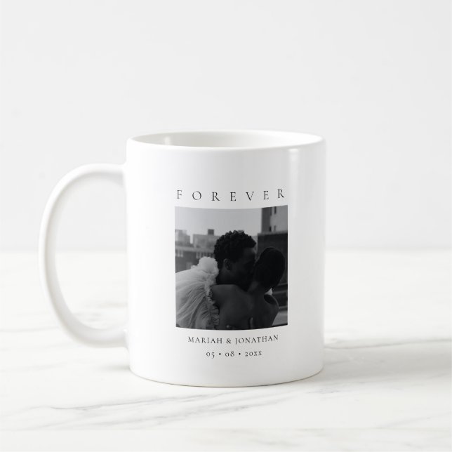 Modern Minimal Simple Newlywed Photo Coffee Mug (Left)