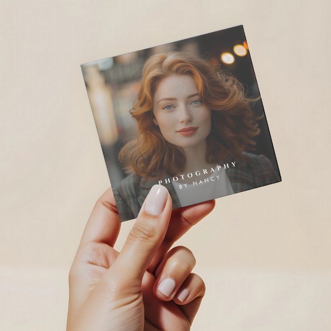 Modern Minimal Simple Photography  Square Business Card (Creator Uploaded)