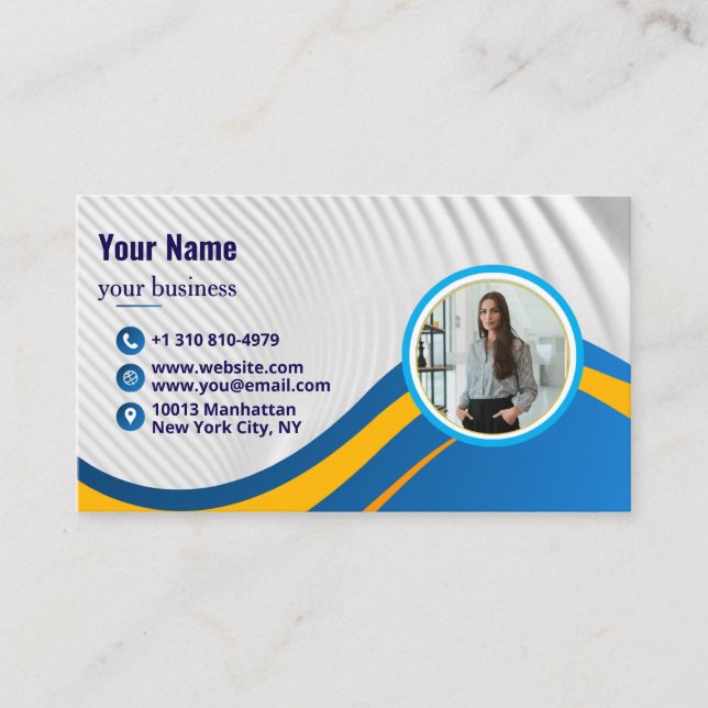 Modern Minimal Simple Professional QR code Photo Business Card (Front)