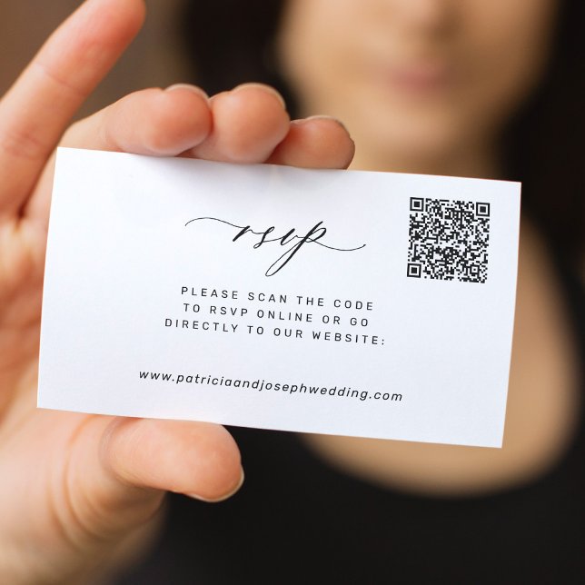 Modern minimal simple QR code wedding RSVP Enclosure Card (Creator Uploaded)