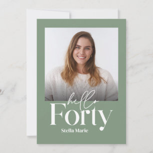 Modern minimal simple sage green 40th birthday invitation