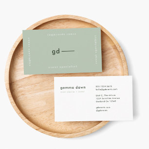 Modern Minimal Simple Sage Green Monogram Business Card