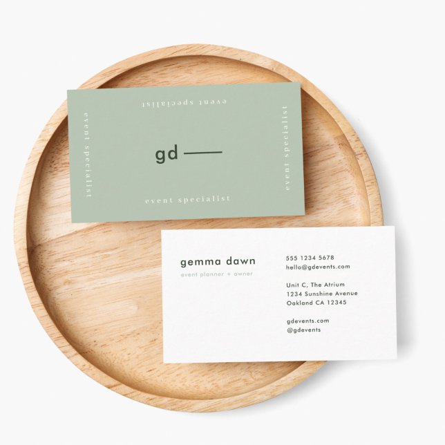 Modern Minimal Simple Sage Green Monogram Business Card (Creator Uploaded)
