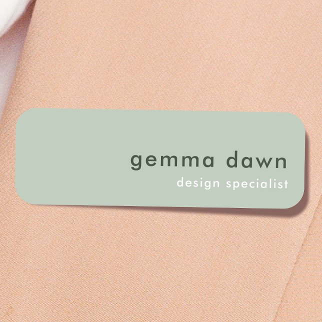 Modern Minimal Simple Sage Green Professional Name Tag (Creator Uploaded)