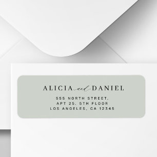 Modern minimal simple sage wedding return address label