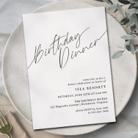 Modern Minimal | Simple Script Birthday Dinner