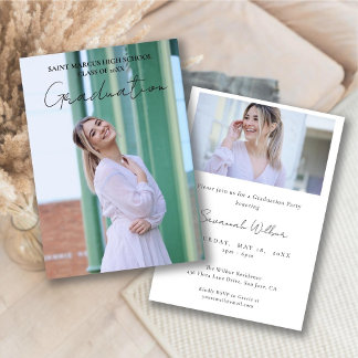 Modern Minimal Simple Script Graduation Party Invitation