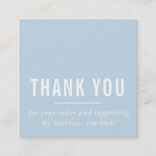 MODERN MINIMAL simple thank you pale blue LOGO Square Business Card