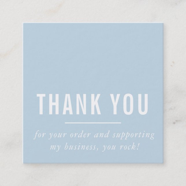 MODERN MINIMAL simple thank you pale blue LOGO Square Business Card (Front)