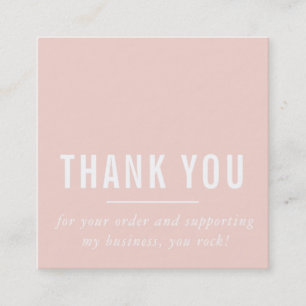 MODERN MINIMAL simple thank you pink white LOGO Square Business Card