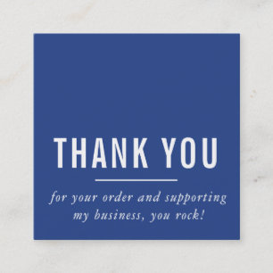 MODERN MINIMAL simple thank you royal blue LOGO Square Business Card