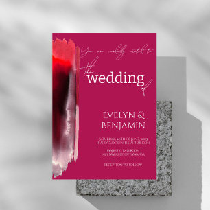 Modern, Minimal, Simple Viva Magenta Wedding Invitation