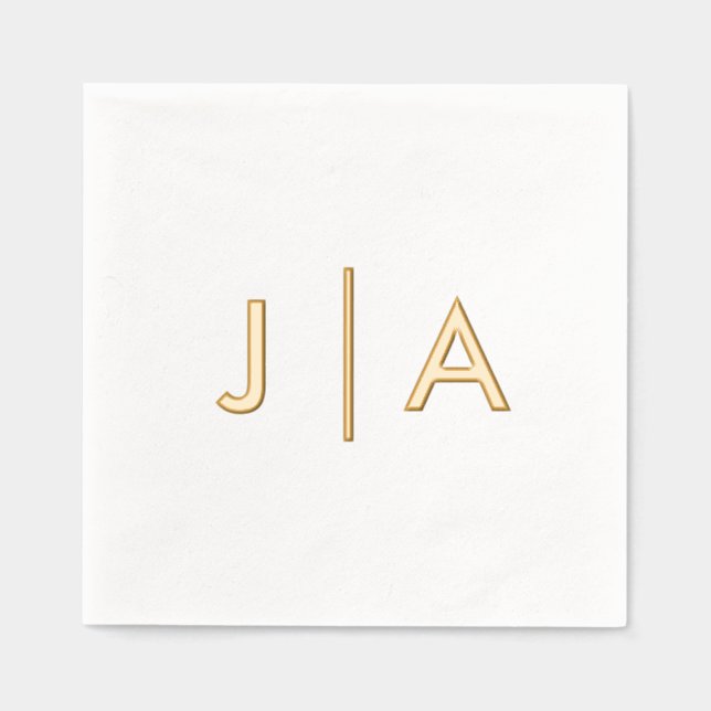 Modern Minimal Simple Wedding Monogram Foil Napkins (Front)