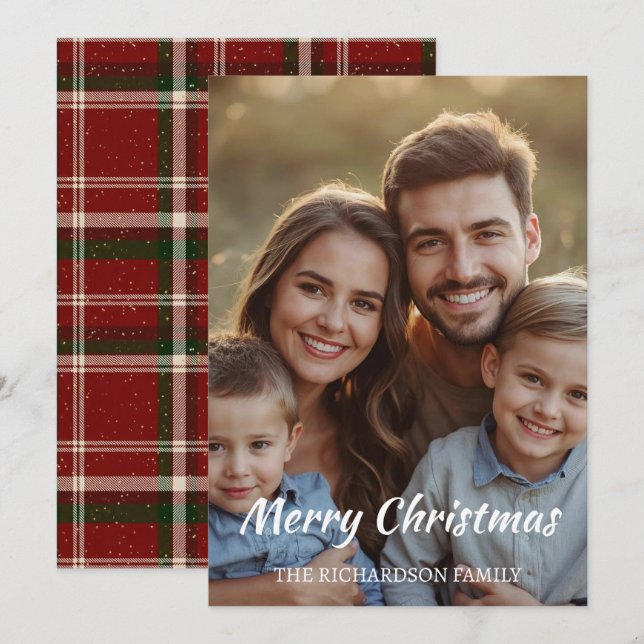 Modern Minimal Single-Photo Christmas Elegant  Holiday Card (Front/Back)