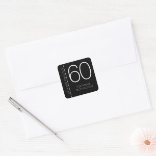 Modern Minimal Sixty and Fabulous 60th Birthday Square Sticker