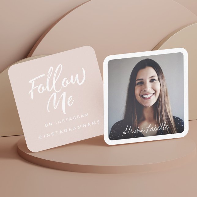 Modern & Minimal Social Media Follow Me Photo Square Business Card (Creator Uploaded)