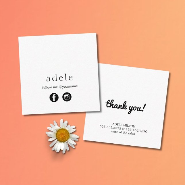 Modern Minimal Social Media Follow Me Square Business Card (Creator Uploaded)