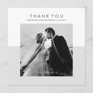 Modern Minimal Soft Grey Wedding Thank You Photo Card