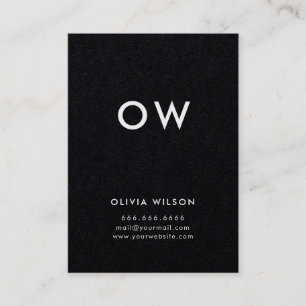 Modern Minimal Solid Black Monogram Initial Business Card
