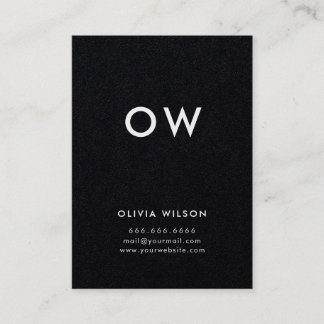 Modern Minimal Solid Black Monogram Initial Business Card