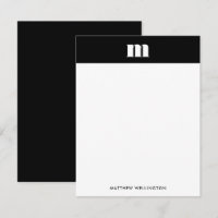 Modern Minimal Solid Black Monogram Vertical
