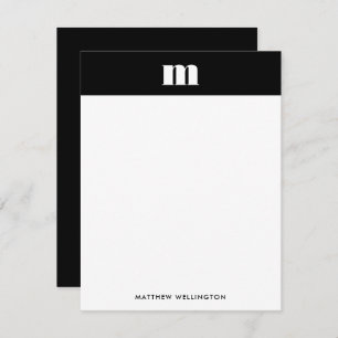 Modern Minimal Solid Black Monogram Vertical Card