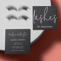 Modern Minimal Solid Black Script Beauty Lashes