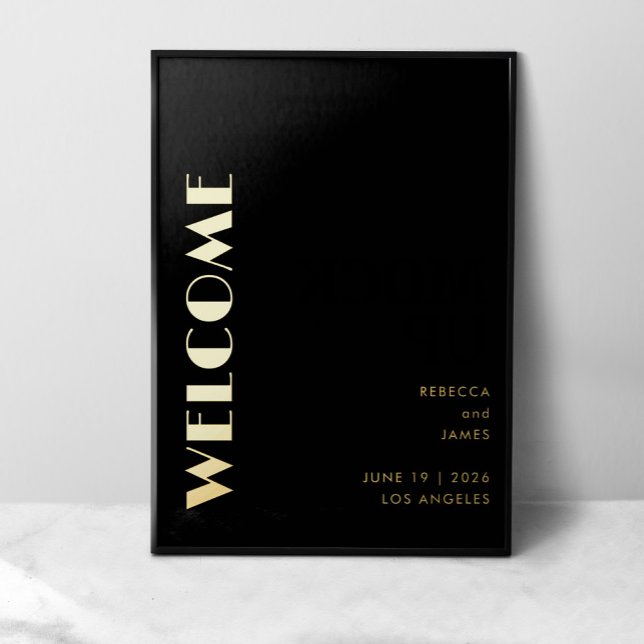 Modern Minimal Solid Black Welcome Wedding Gold Foil Prints (Creator Uploaded)
