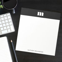 Modern Minimal Solid Black White Custom Monogram