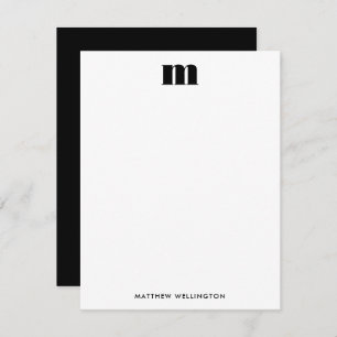 Modern Minimal Solid Black White Monogram Card