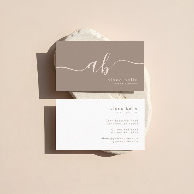 Modern, Minimal & Sophisticated Script Monogram Business Card (Modern, Minimal & Sophisticated Script Monogram Business Card)