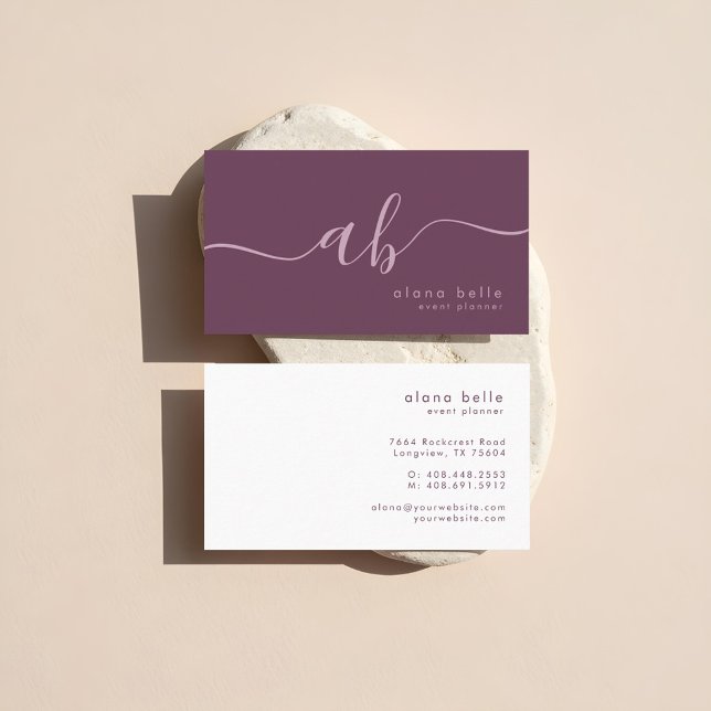 Modern, Minimal & Sophisticated Script Monogram Business Card (Modern, Minimal & Sophisticated Script Monogram Business Card)