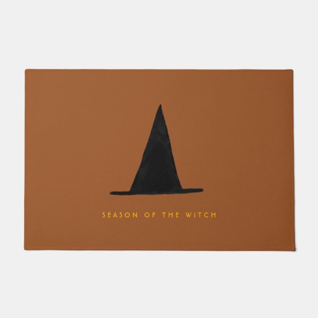 Modern Minimal Spooky Halloween Witch Hat Doormat (Front)