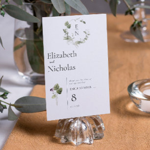 Modern Minimal Spring Greenery Table Number