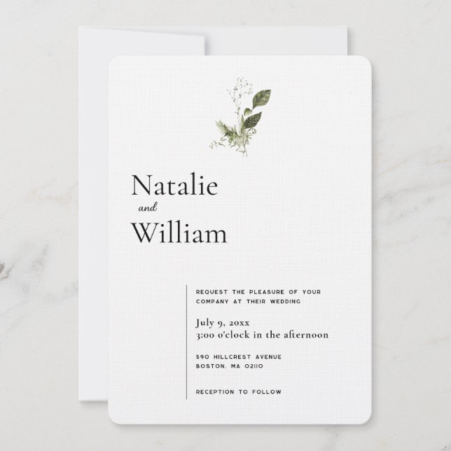 Modern Minimal | Spring Greenery Wedding Invitation (Front)