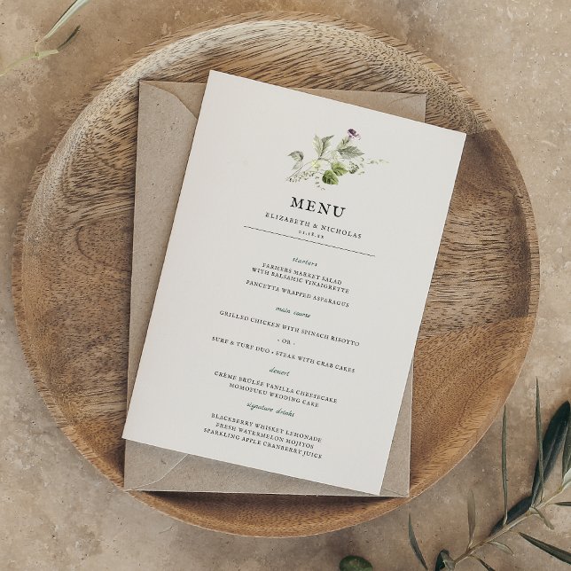 Modern Minimal | Spring Greenery Wedding Menu (Creator Uploaded)