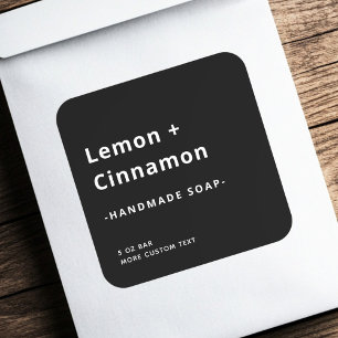 Modern minimal square black product label