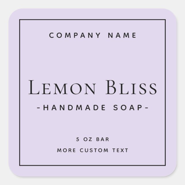 Modern minimal square light purple product label (Front)