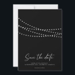 Modern Minimal String Lights Photo Save the Date<br><div class="desc">Modern Minimal String Lights Photo Save the Date - Modern minimal design with twinkling string lights,  pretty modern calligraphy script and your beautiful photo. Shown in black and white,  but will be available in other popular colours. 

Designed by Beverly Arena-Bainbridge
Wedding Designer
Magnolia & Thistle Design Co.</div>
